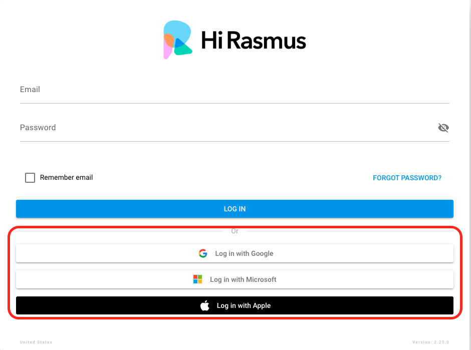 Logging into Hi Rasmus using a Single Sign On Method