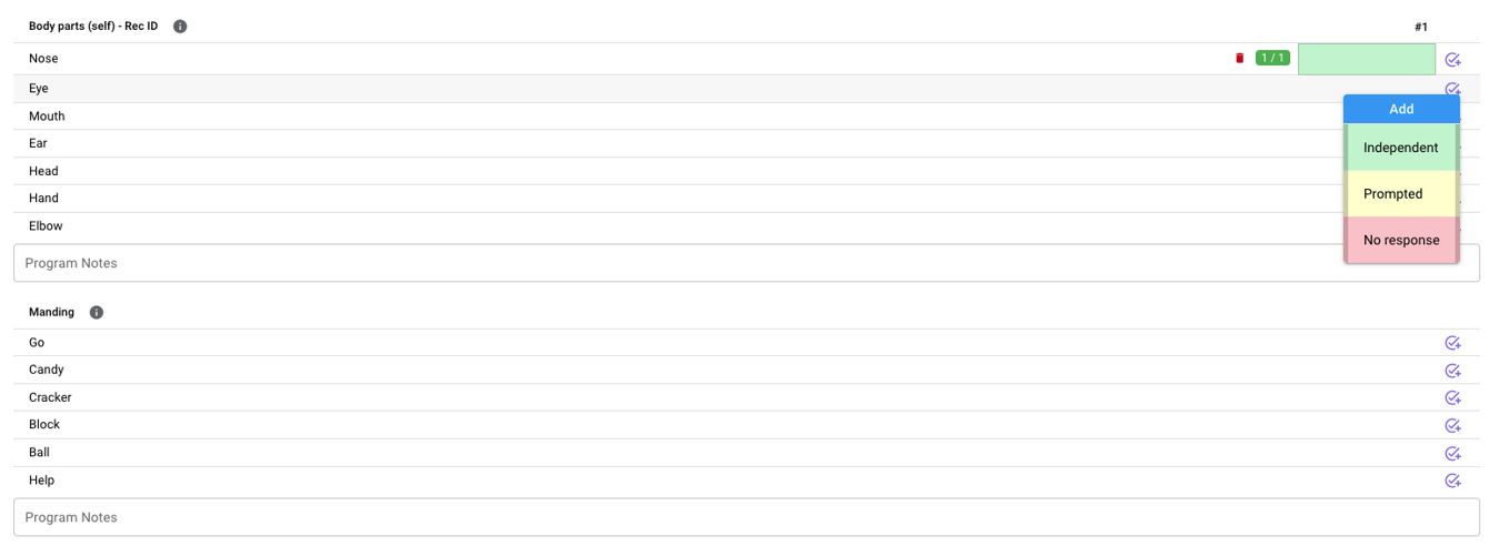 Manually entering Sessions and Data