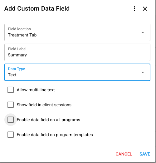 Program Data Fields